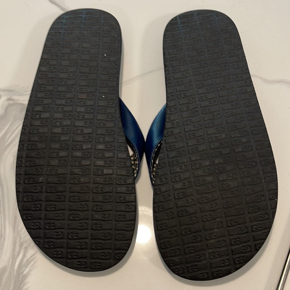Sanuk Navy Yoga Mat Flip Flops Size 9 - Picture 2 of 3